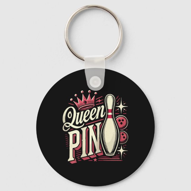 Chaveiro Queen Pin Shirt Bowler Bowling League For Bowling  (Frente)