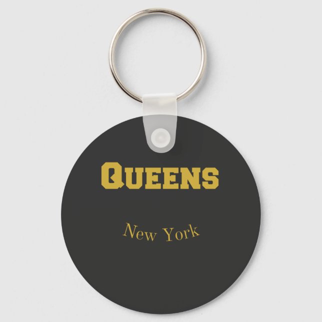 Chaveiro Queens New York Dourado (Frente)