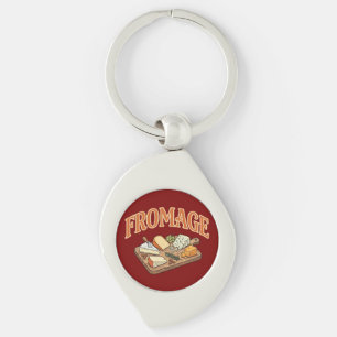 Chaveiro Queijo Francês Fromage Charcuterie Gráfico Vintage