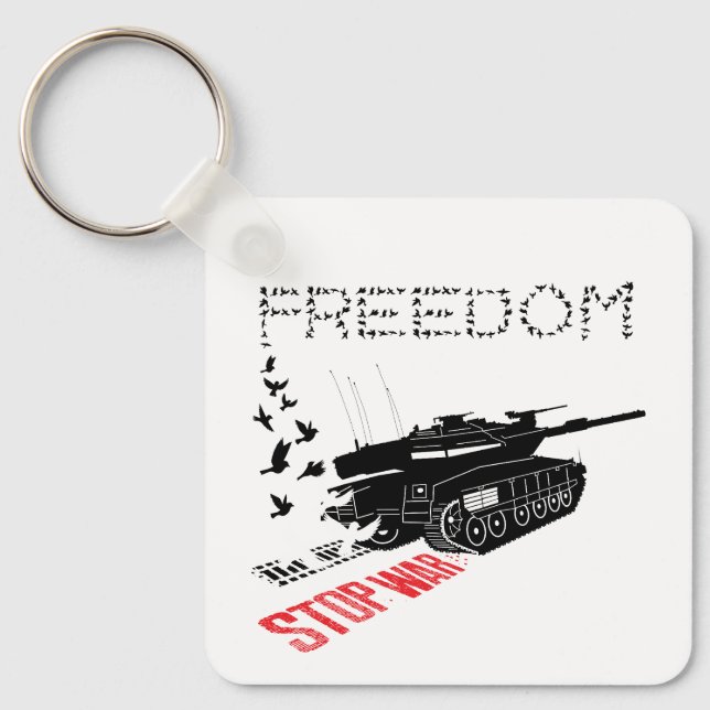 Chaveiro Queremos Paz Mundial e Liberdade, Pare a Guerra (Frente)