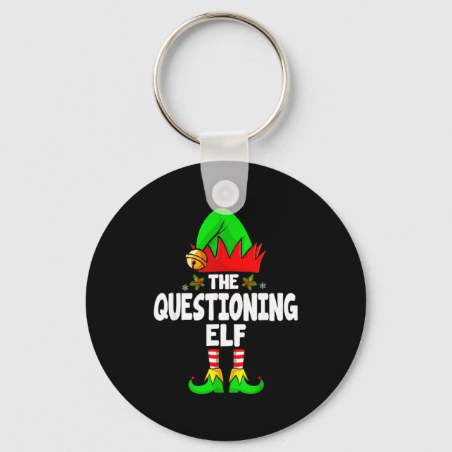 Chaveiro Questioning Elf Group Christmas Funny Pajama Party (Frente)