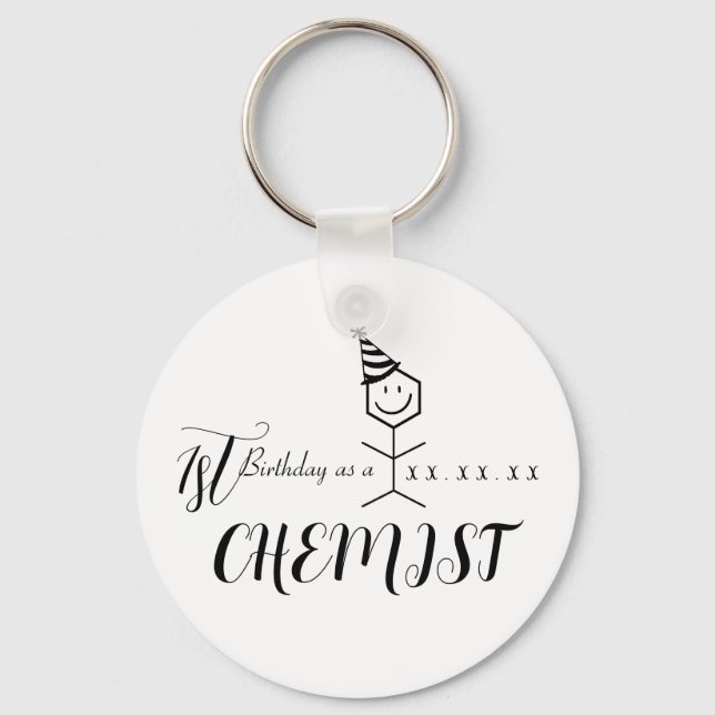 Chaveiro Química Farmacêutica de Aniversário Moderna Funny  (Frente)