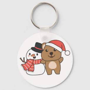Chaveiro Quokka Com Snowman No Inverno Em Keychai De Natal