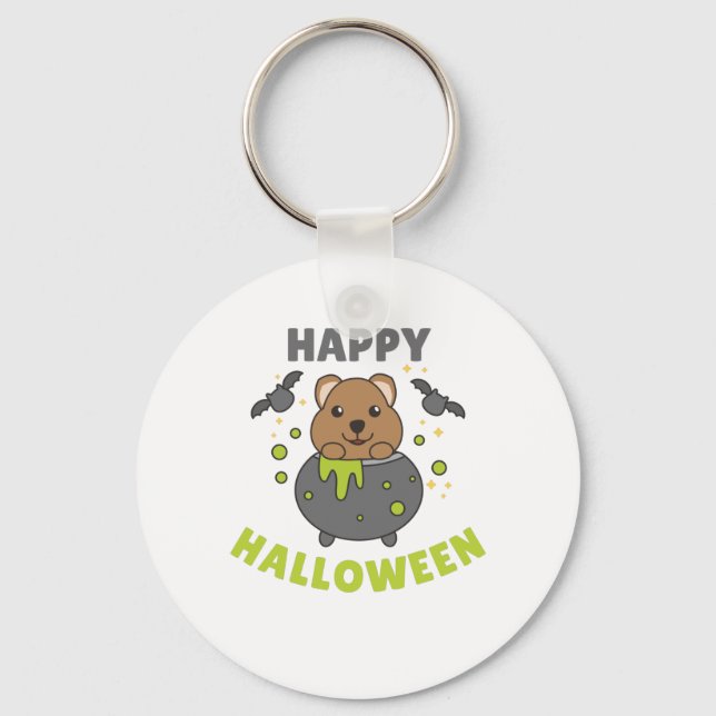 Chaveiro Quokka Happy Halloween Cauldron Bat (Frente)