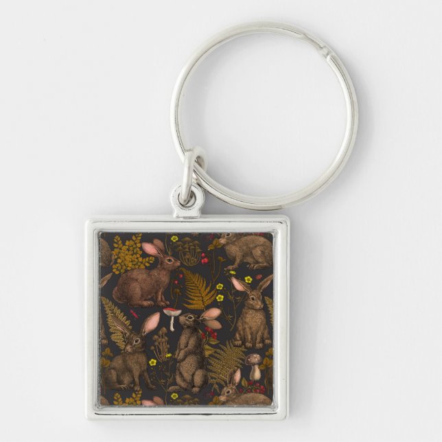 Chaveiro Rabbits and woodland flora 3 Keychain (Frente)