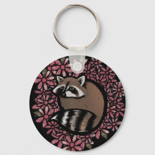 Chaveiro Raccoon Daisy Flower Art Raccoons Daisies Floral  