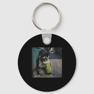 Chaveiro Raccoon drinking matcha latte funny animal meme me
