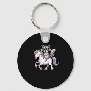 Chaveiro Raccoon Riding Unicorn Cute Animal Fantasy For Kid