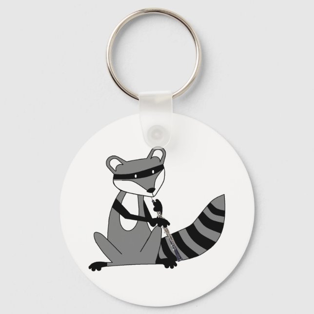 Chaveiro Raccoon Tocando o Oboe (Frente)