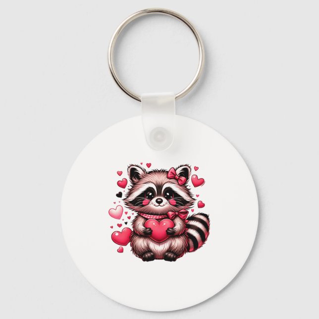 Chaveiro Raccoon Valentine Hearts  (Frente)