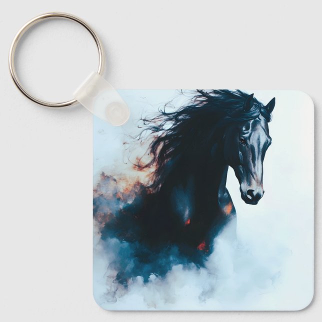 Chaveiro Racing Black Horse Portrait Minimalist (Frente)