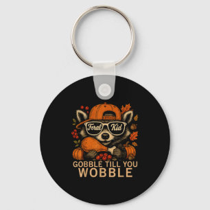 Chaveiro Racoon de Ação de Graças Garoto Feral Come Até Cai