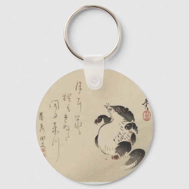 Chaveiro Racoon-dog (Tanuki) por Shibata Zeshin (Frente)