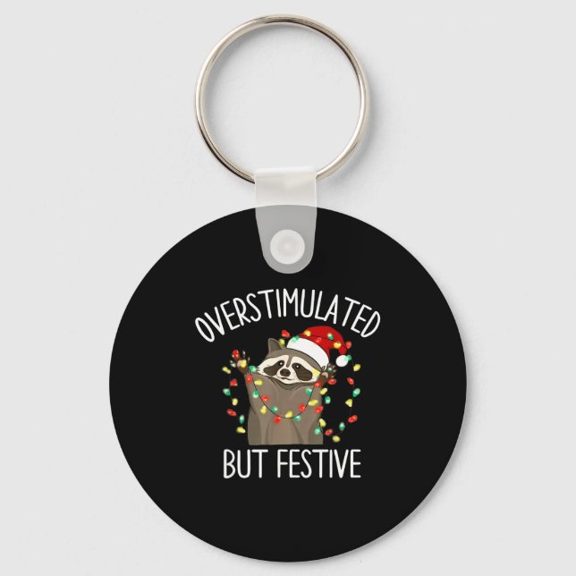 Chaveiro Racoon Overstimulated But Festive Christmas Men Wo (Frente)