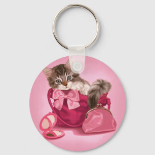 Chaveiro Racum de Maine na bolsa cor-de-rosa
