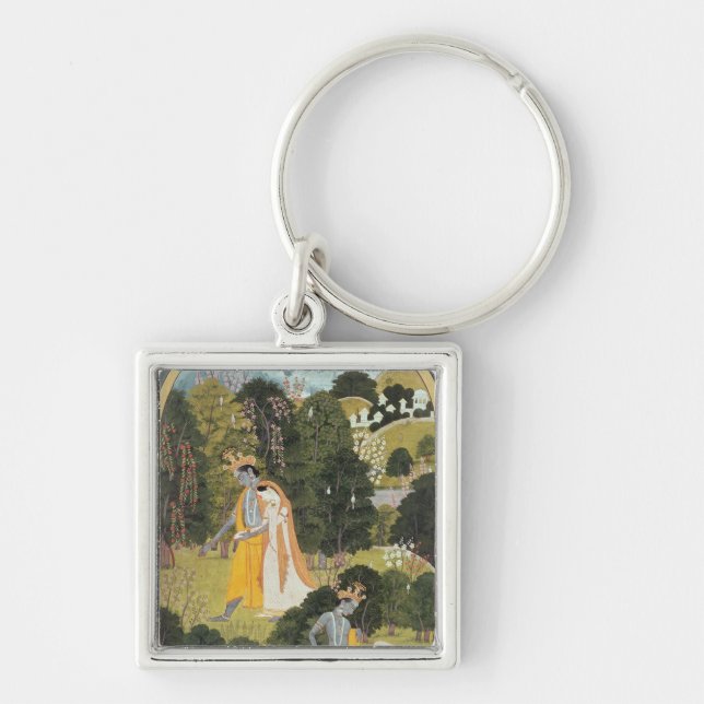 Chaveiro Radha e Krishna que andam em um bosque (Frente)