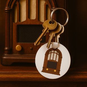 Chaveiro Rádio a Válvula Vintage Móvel em Madeira