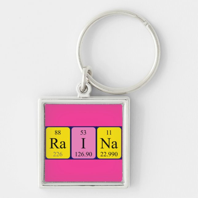 Chaveiro Raina periódica keyring de nome de mesa (Frente)