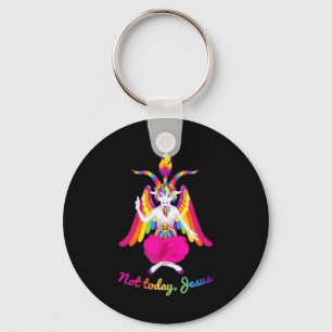 Chaveiro Rainbow Baphomet Não Hoje Jesus Kawaii Satã