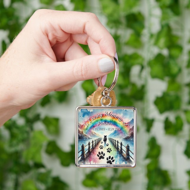 Chaveiro Rainbow Bridge Pet Losse Memória de Perda Petal Pr (Mão)