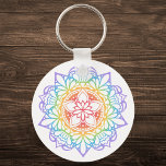 Chaveiro Rainbow Flower Mandala<br><div class="desc">Adicione um toque de cor e tranquilidade às suas chaves com este chaveiro de Mandala do Rainbow Flower. Apresentando um design de mandala, muito detalhado, que desaparece perfeitamente através de matizes vibrantes no arco-íris, este chaveiro é perfeito para expressar paz, unidade e positividade. Ideal como um presente único ou acessório...</div>