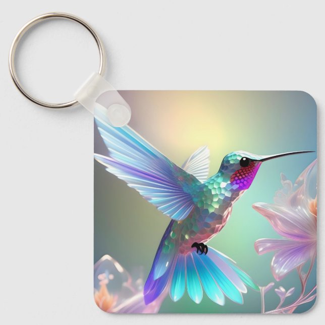 Chaveiro Rainbow Glass Hummingbird, (Frente)