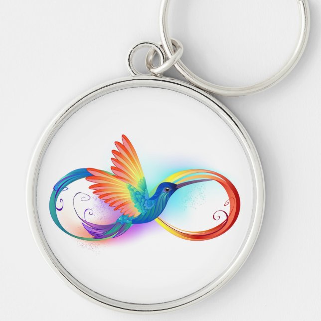 Chaveiro Rainbow Hummingbird with Infinity symbol (Frente)