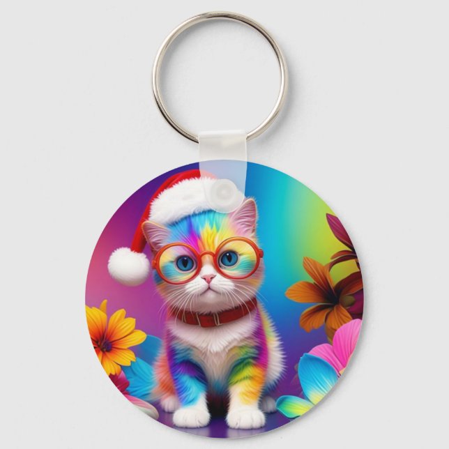Chaveiro Rainbow Kitten Santa Claus-57357 (Frente)