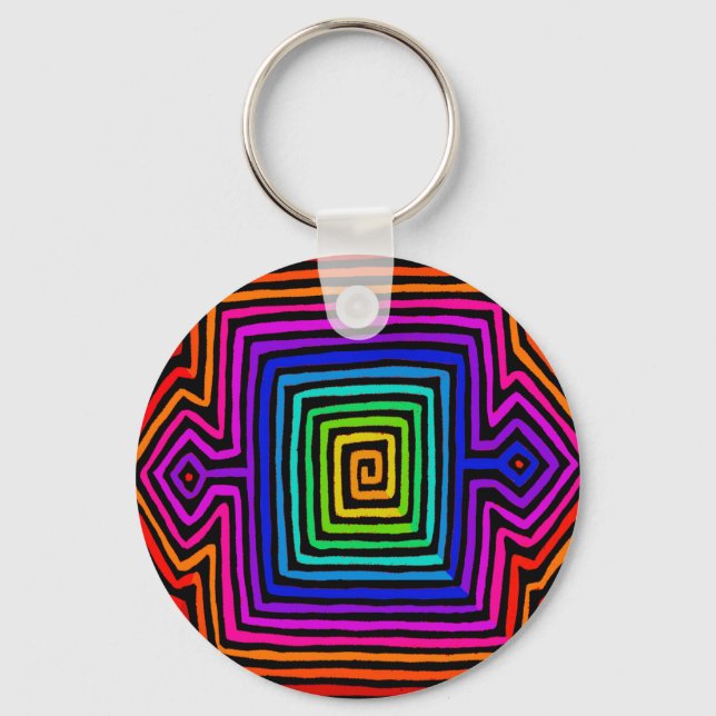 Chaveiro Rainbow Kuna Indian Mola (Frente)