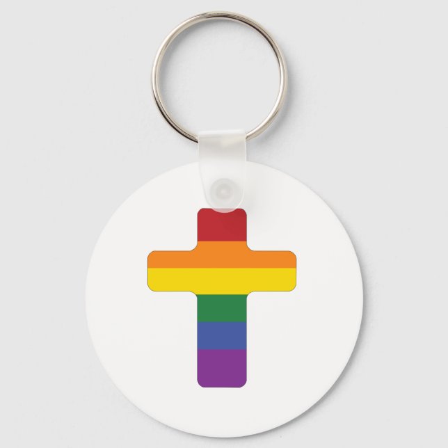 Chaveiro Rainbow Pride Flag Cross (Frente)