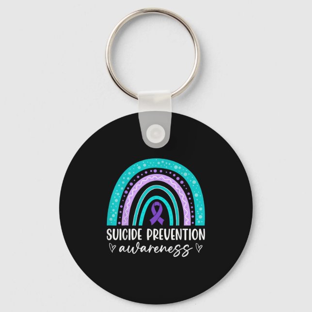 Chaveiro Rainbow Suicide Prevention Awareness Teal &amp; Pu (Frente)