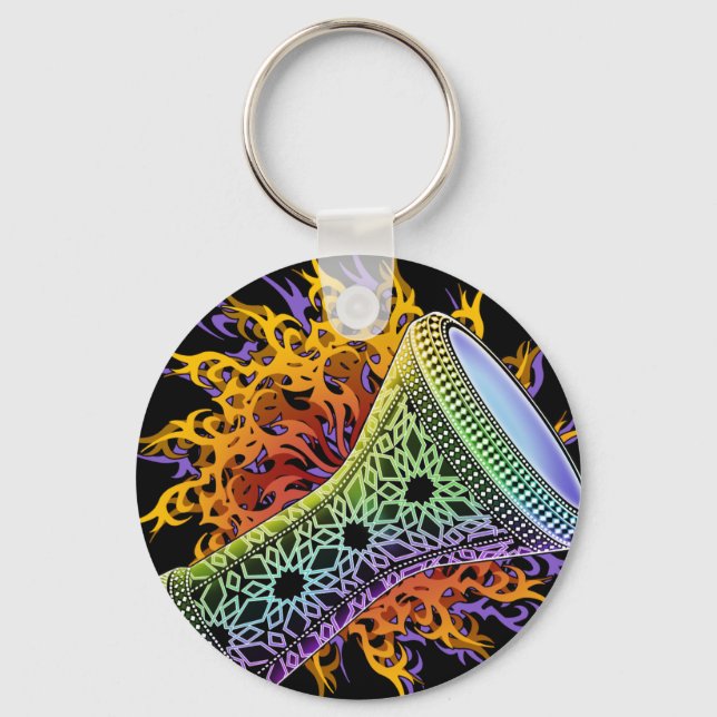 Chaveiro Rainbow Tribal Doumbek (Frente)