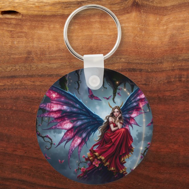 Chaveiro Rainha das Fadas da Fantasia Sombria com Asas de B (Verso)