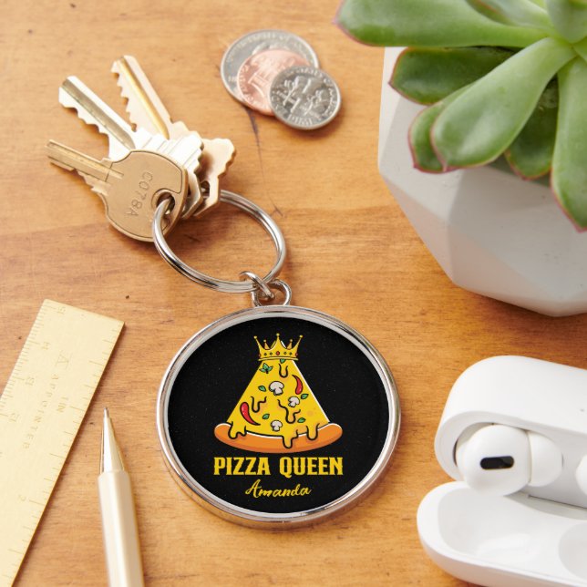 Chaveiro Rainha de pizza com nome personalizado (Mesa)