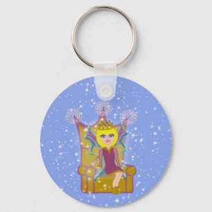 Chaveiro Rainha Faerie Blonde Sentada na Arte de Cartoon Th