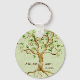 Chaveiro Raízes da Árvore de espiral Nomes Personalizados A