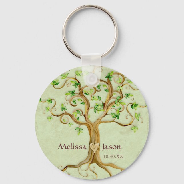 Chaveiro Raízes da Árvore de espiral Nomes Personalizados A (Frente)
