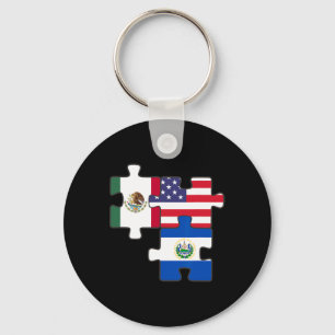 Chaveiro Raízes mexicanas e salvadorenhas mais a bandeira d
