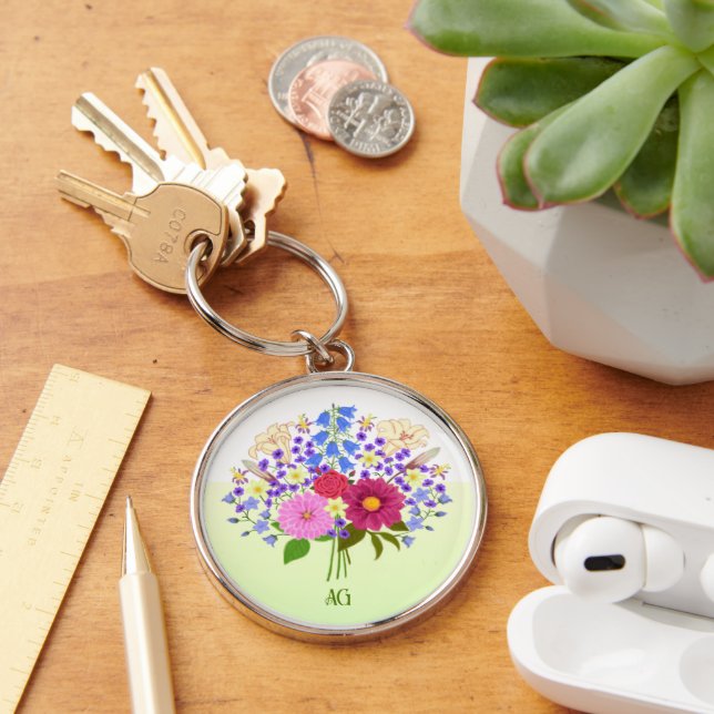 Chaveiro Ramalhete de flores amarelo e branco (Mesa)