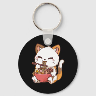 Chaveiro Ramen Cat Anime Kawaii Cat Eating Ramen