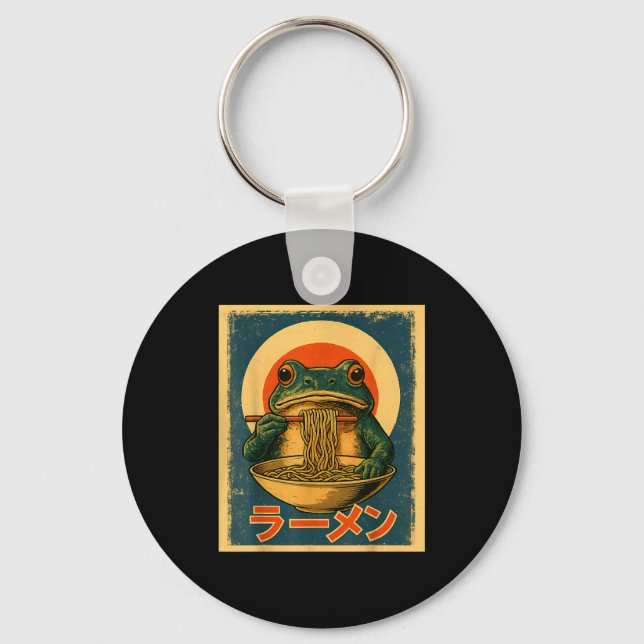 Chaveiro Ramen de Sapo Engraçado Kawaii Retro Sol Nascente  (Frente)
