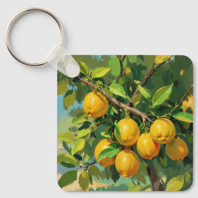 Chaveiro Ramificação de Árvore Limão com Fruta Amarela Bril (Frente)