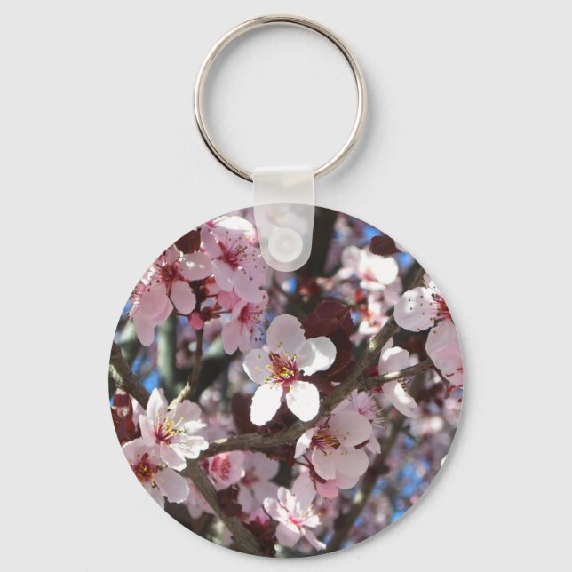Chaveiro Ramificação de Brilhos Rosa Primavera Floral (Frente)