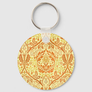 Chaveiro Ramo Dourado Floral Arte Laranja de William Morris