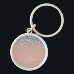 Chaveiro Rapariga do Monograma com rosa Dourado Blush Pink<br><div class="desc">Rosa Dourado - Chaveiros com nomes de Monograma (Cadeia de Chaves) de Script Glitter Glitter e Rosa-Blush. Isto faz o doce e perfeito aniversário de 16 anos,  casamento,  chá de panela,  aniversário,  chá de fraldas ou festa de solteira presente para alguém que ama luxo de luxo e estilos quíticos.</div>