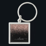 Chaveiro Rapariga do Monograma de Script Brilhante Cor-de-r<br><div class="desc">Rosa Dourado - Chaveiros com nomes de Monograma (Cadeia de Chave) de Script Glitter Brilhante e Rosa Espreita. Isto faz o doce e perfeito aniversário de 16 anos, casamento, chá de panela, aniversário, chá de fraldas ou festa de solteira presente para alguém que ama luxo de luxo e estilos quíticos....</div>