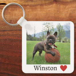 Chaveiro Rapariga Foto e Nome Cachorro Francês Bulldog