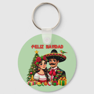 Chaveiro Rapariga mexicana árvore de natal Feliz Navidad