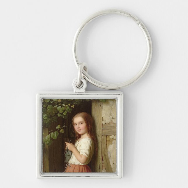 Chaveiro Rapariga que está em uma entrada que faz malha, (Frente)