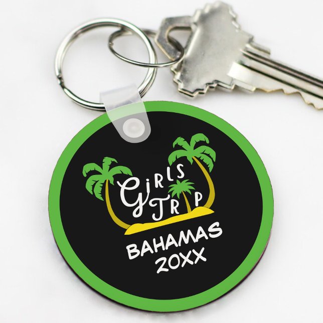 Chaveiro Raparigas Trip Bahamas Ilhas Caribes (Girls Trip Bahamas Vacation Caribbean Island Keychain
)
